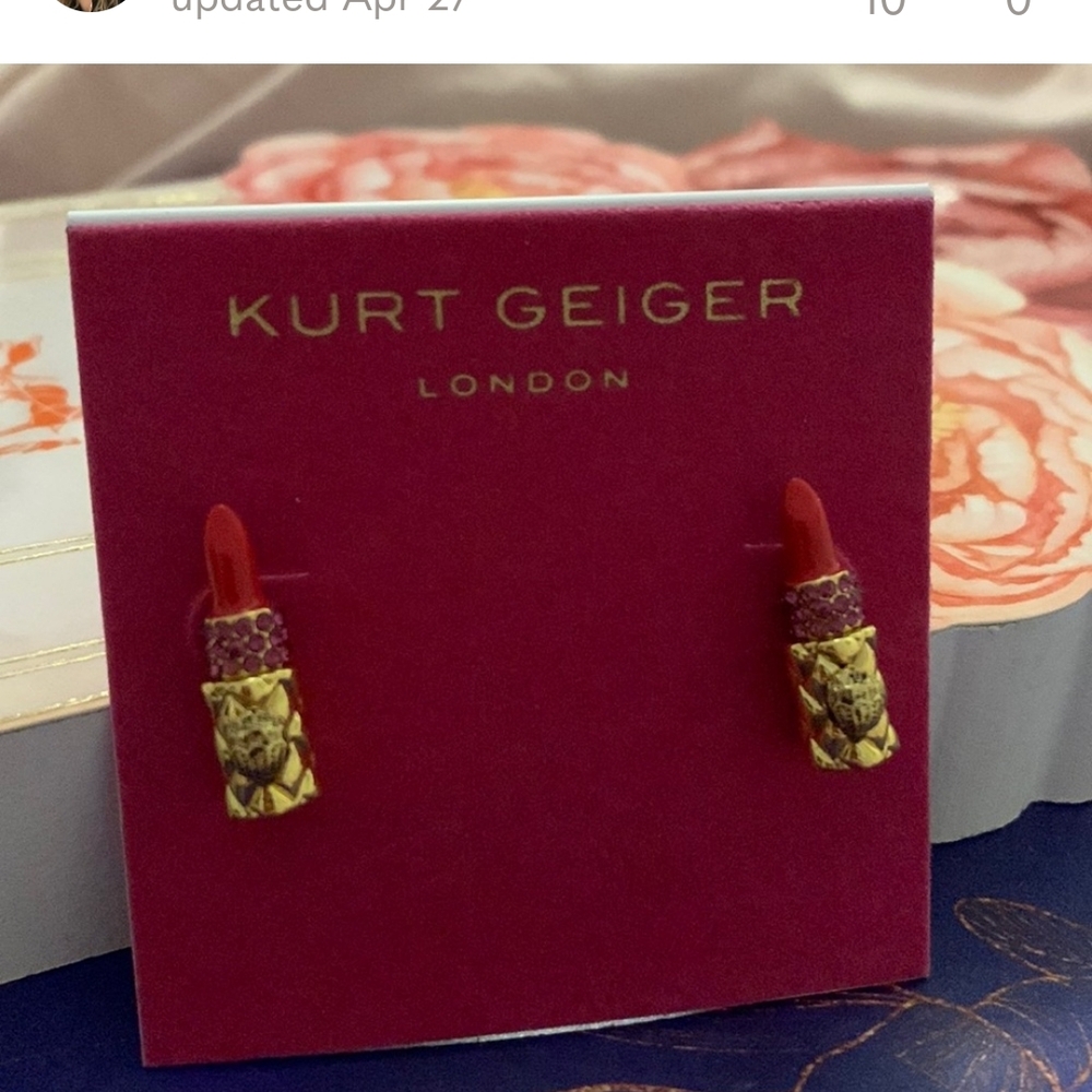 Kurt Geiger Red and Gold Lipstick Earrings